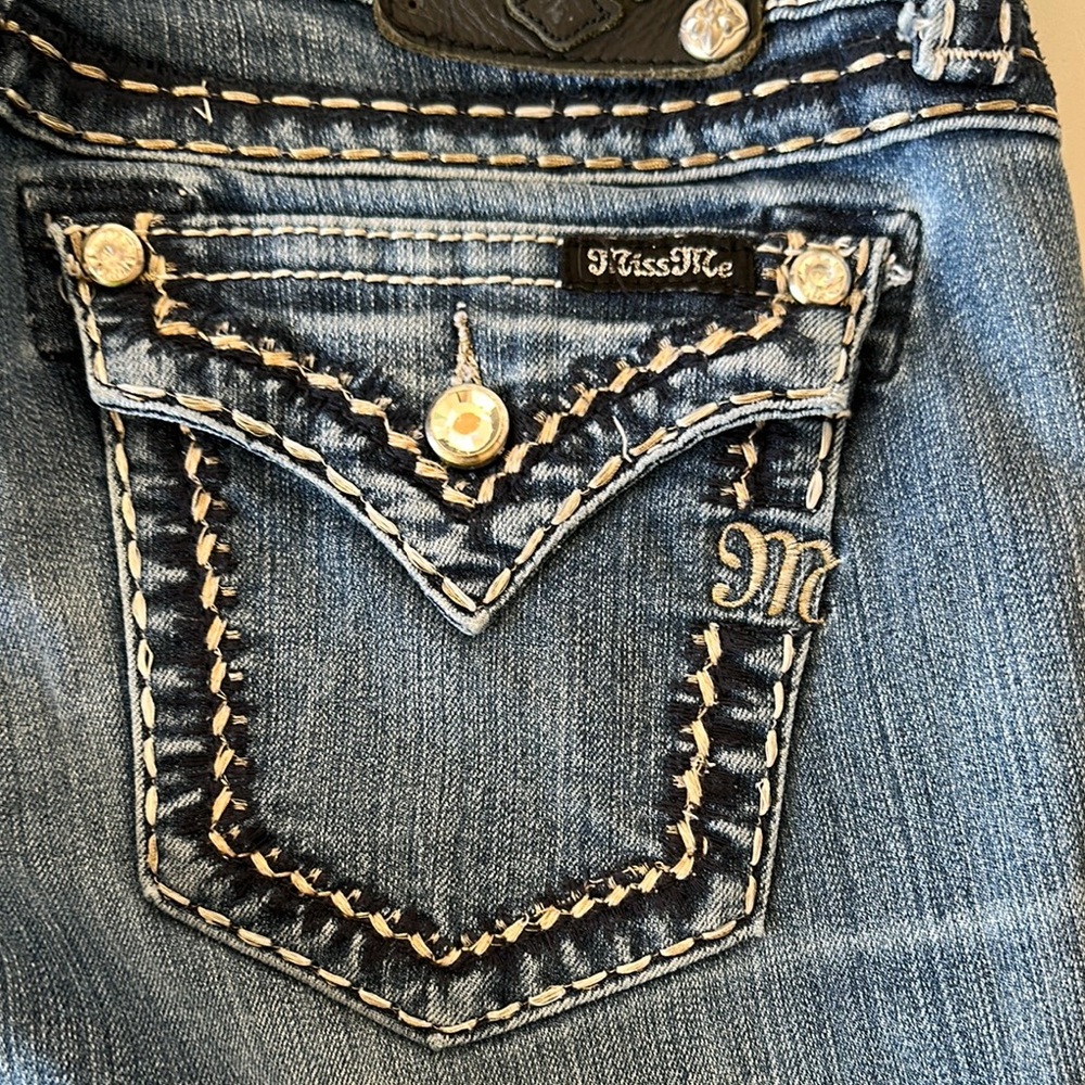 Miss Me Blue Skinny Jeans with Embellished Design